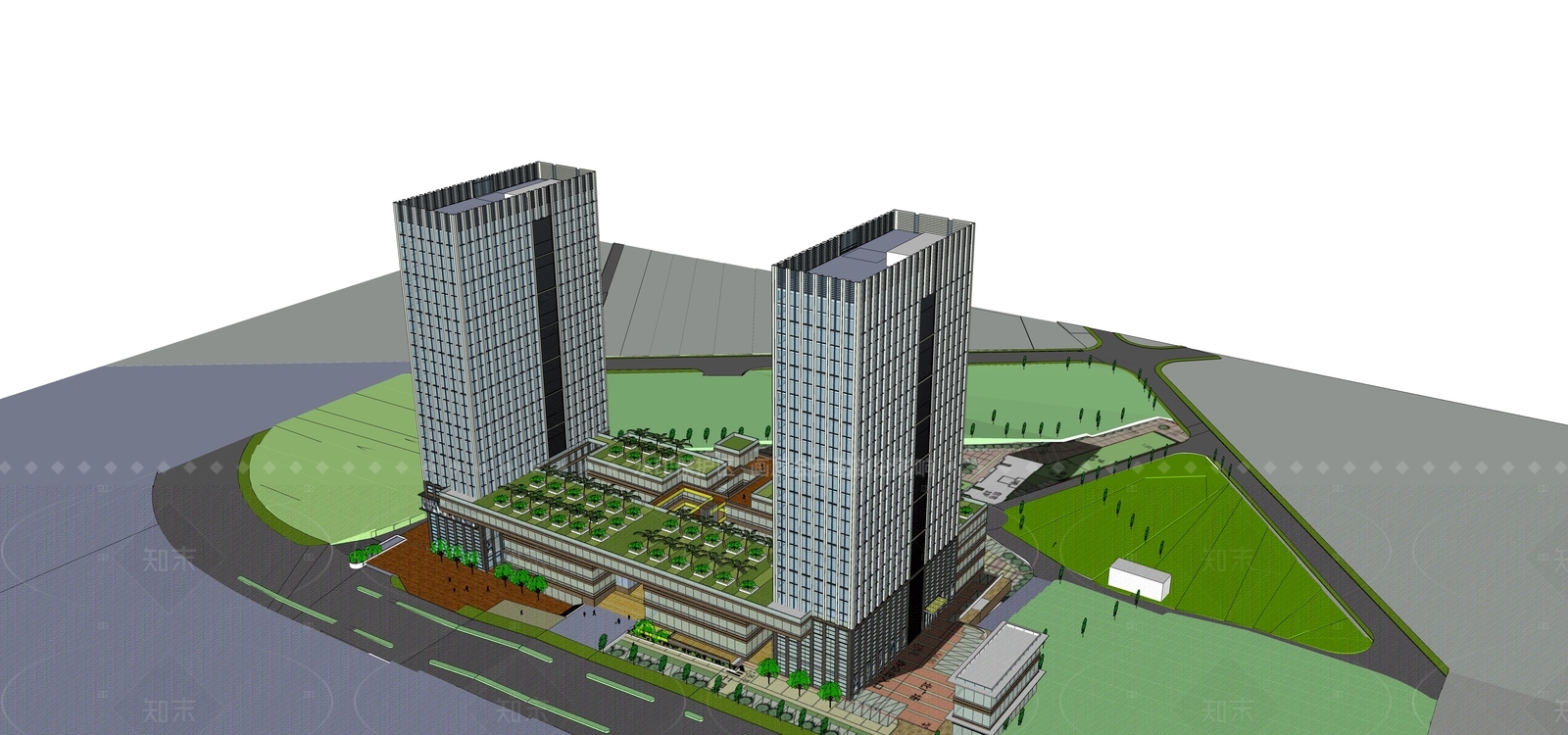 现代商场建筑SU模型下载【ID:1205902125】