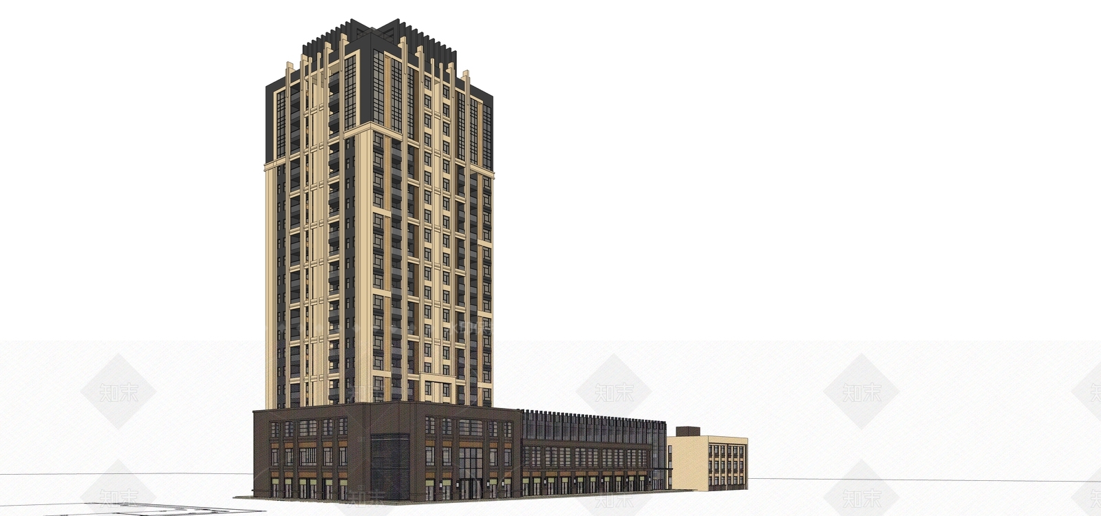 欧式商场建筑SU模型下载【ID:1205902331】