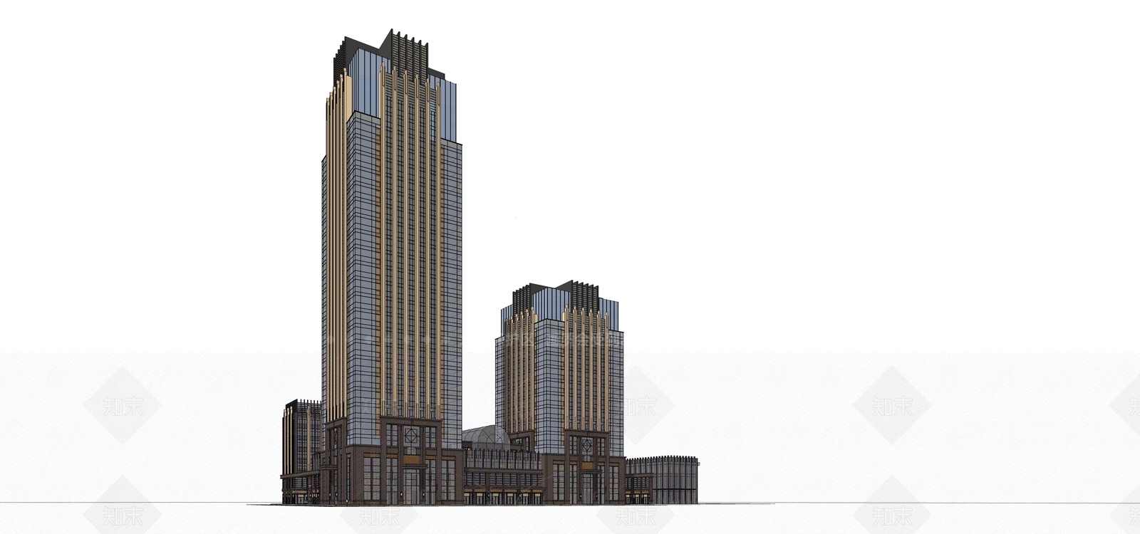 欧式商场建筑SU模型下载【ID:1205902399】