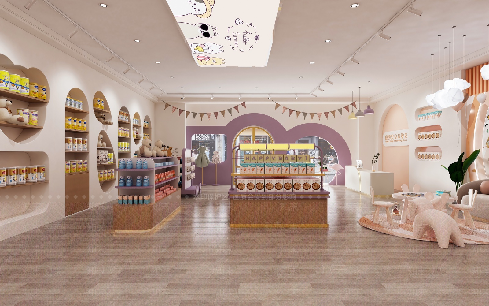 现代奶油母婴店3D模型下载【ID:1205903194】
