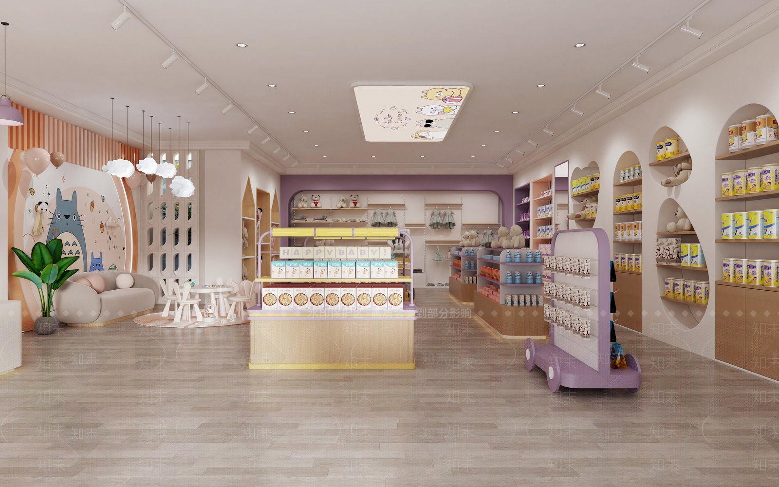 现代奶油母婴店3D模型下载【ID:1205903194】