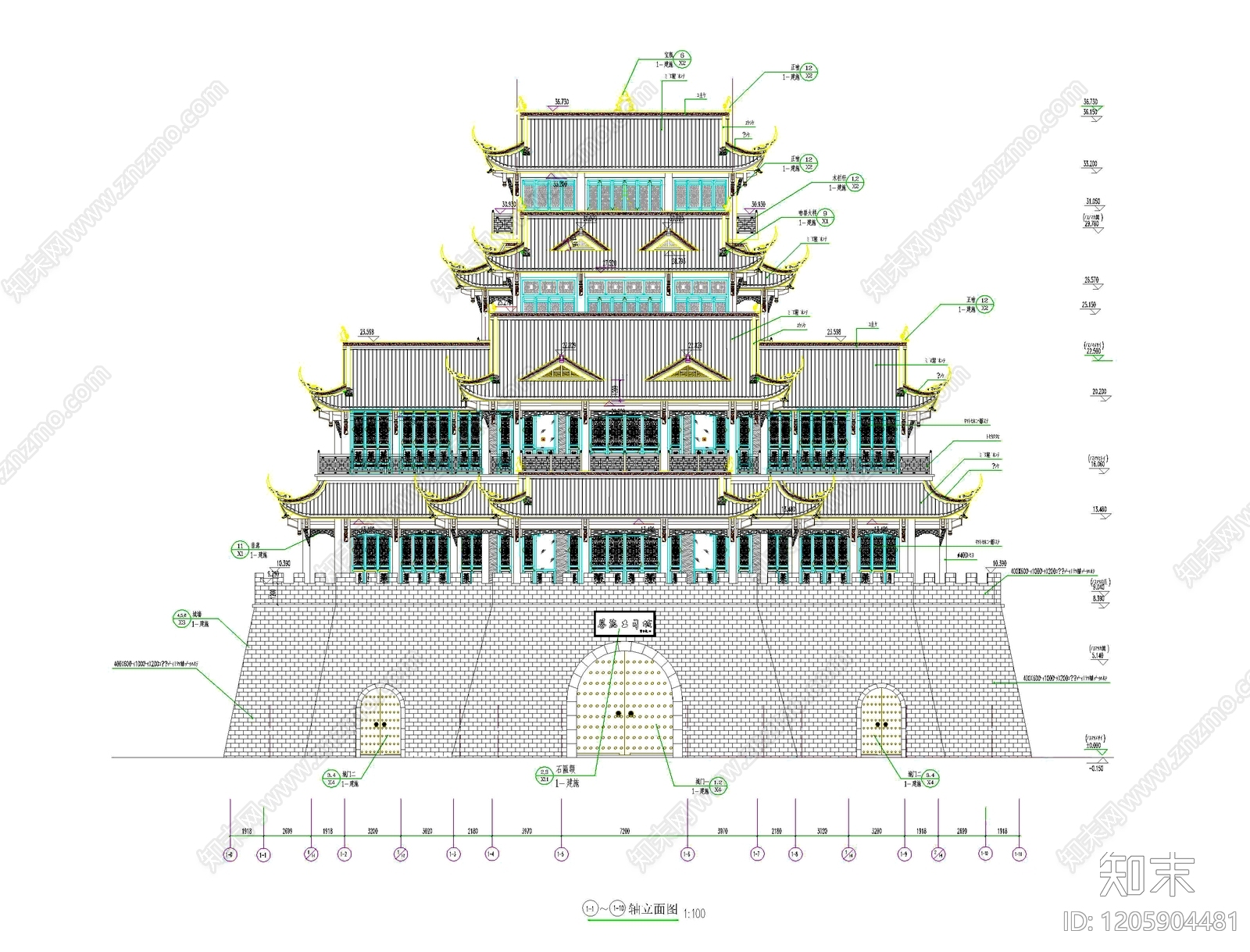 仿古建筑施工图下载【ID:1205904481】