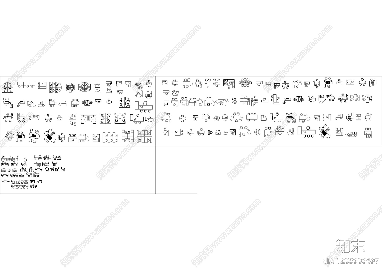 办公家具图库cad施工图下载【ID:1205906497】