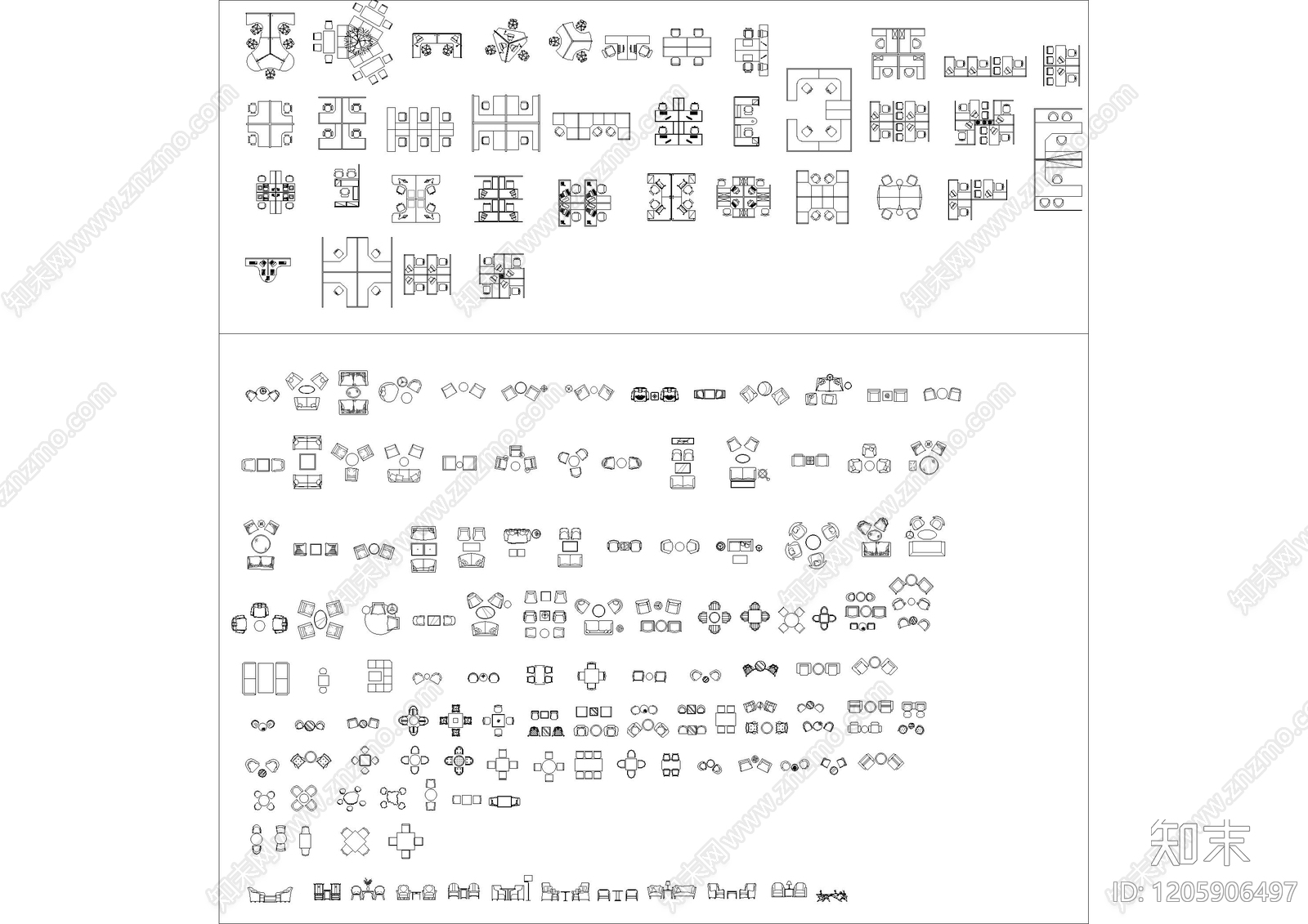 办公家具图库施工图下载【ID:1205906497】