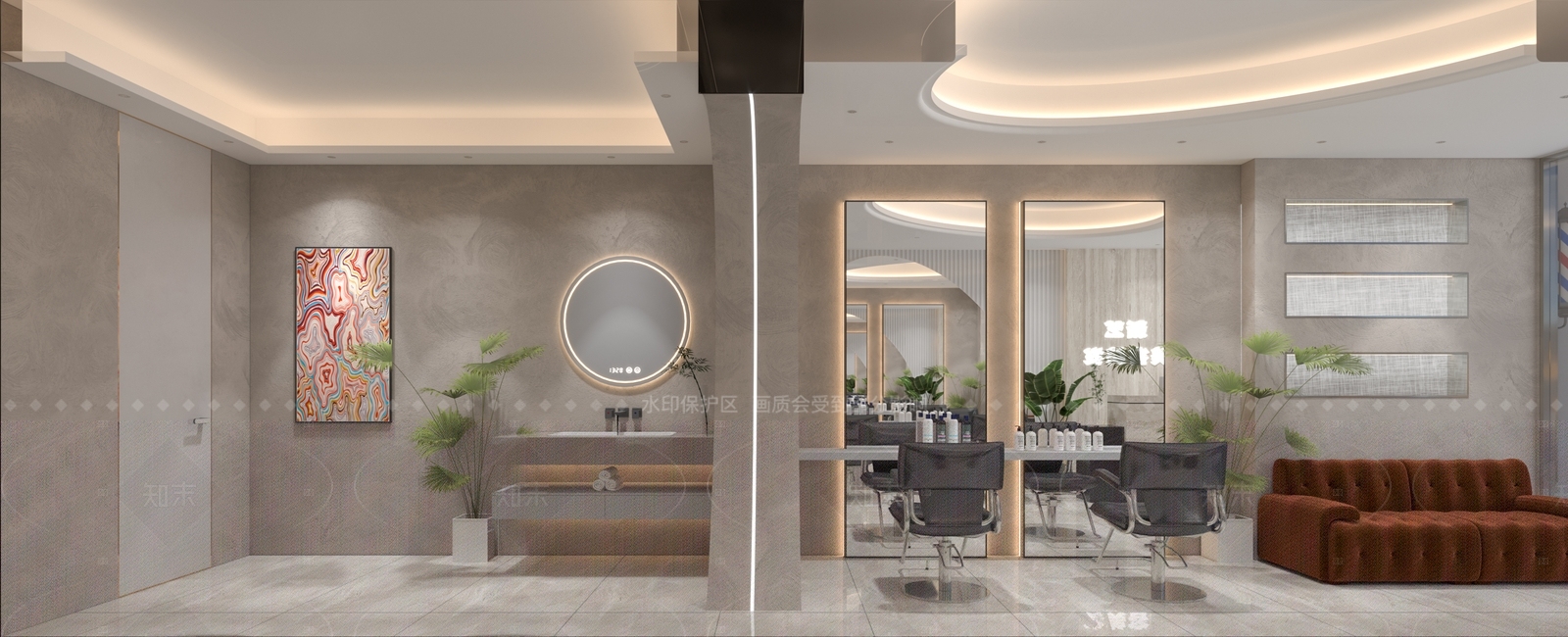 现代侘寂美发店3D模型下载【ID:1205908079】