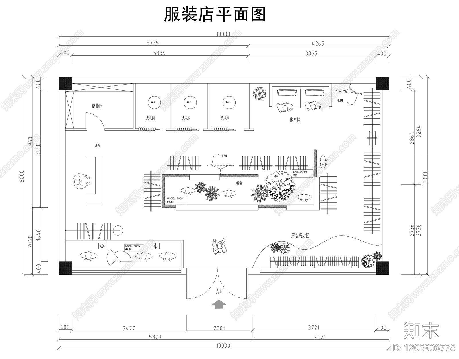 现代服装店cad施工图下载【ID:1205908778】