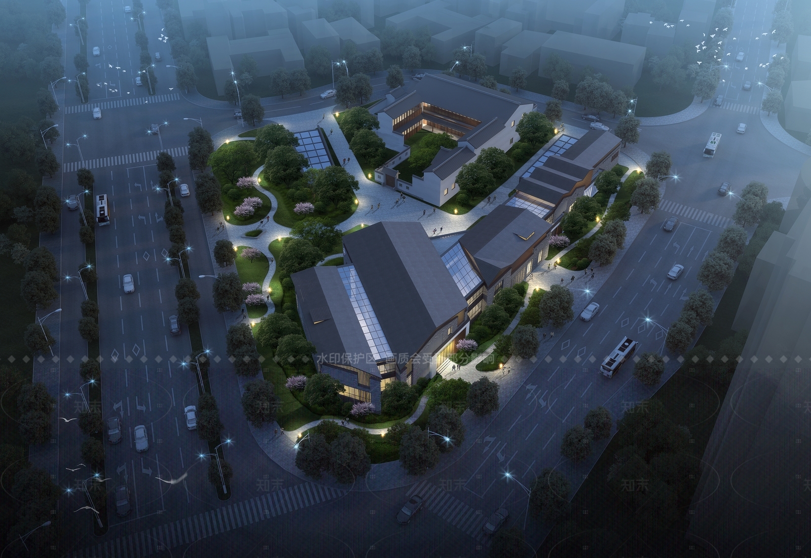 新中式鸟瞰规划3D模型下载【ID:1205910680】