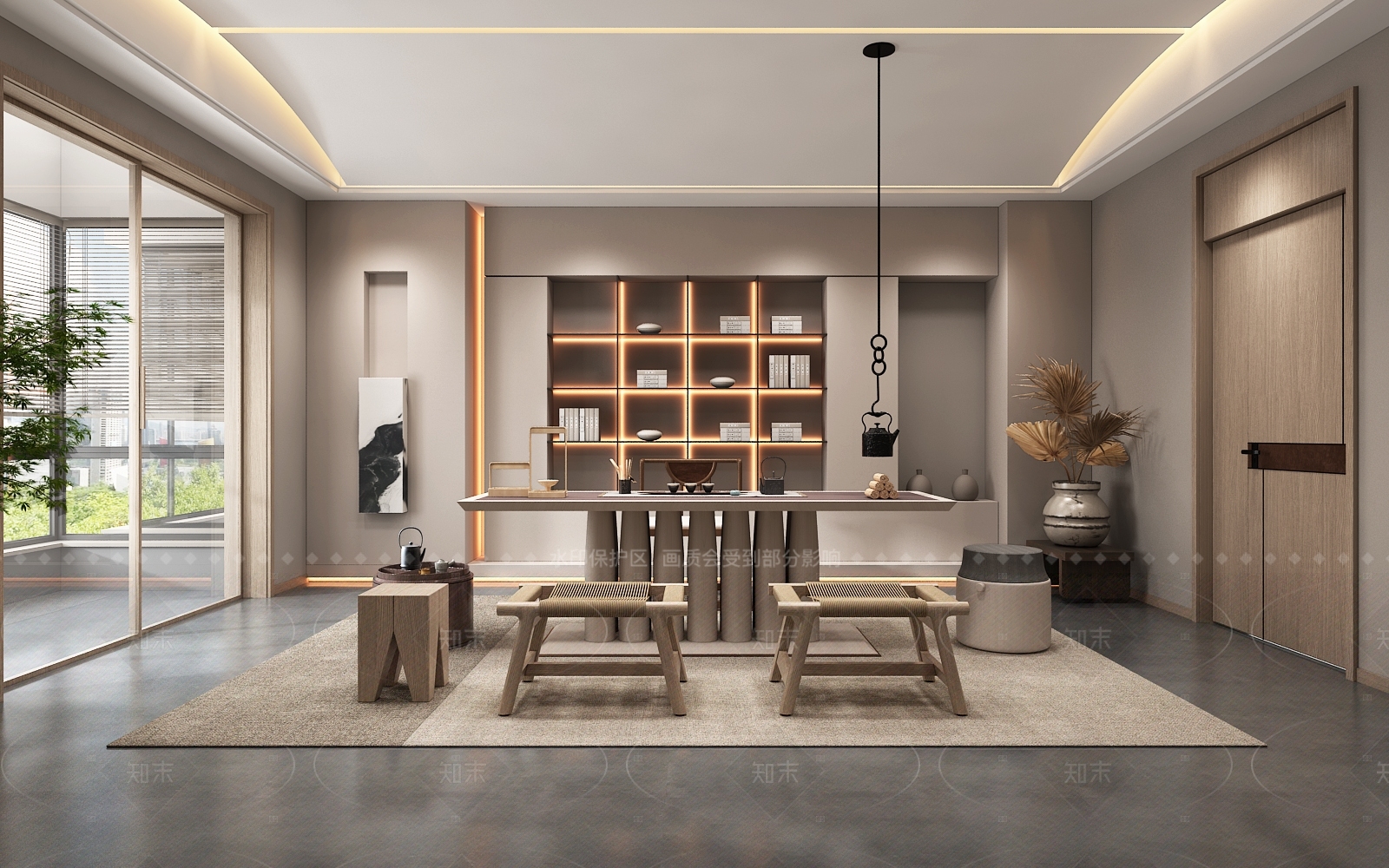 禅意原木茶室3D模型下载【ID:1205912753】
