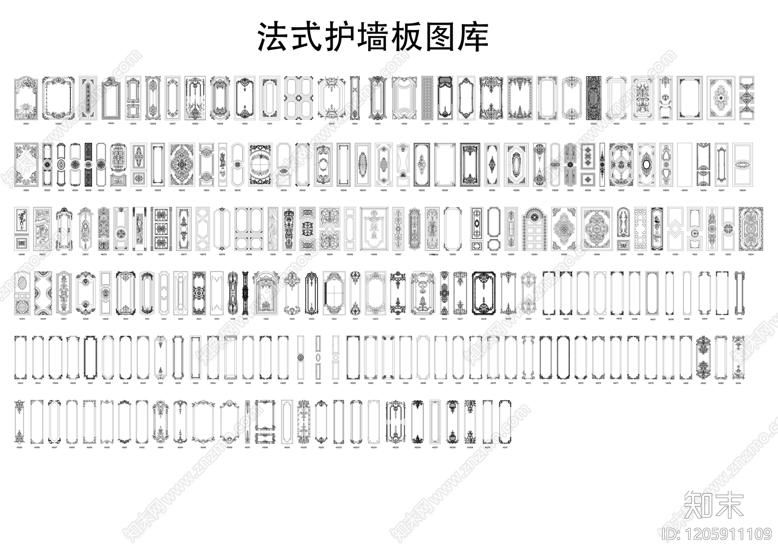 法式装饰线条施工图下载【ID:1205911109】