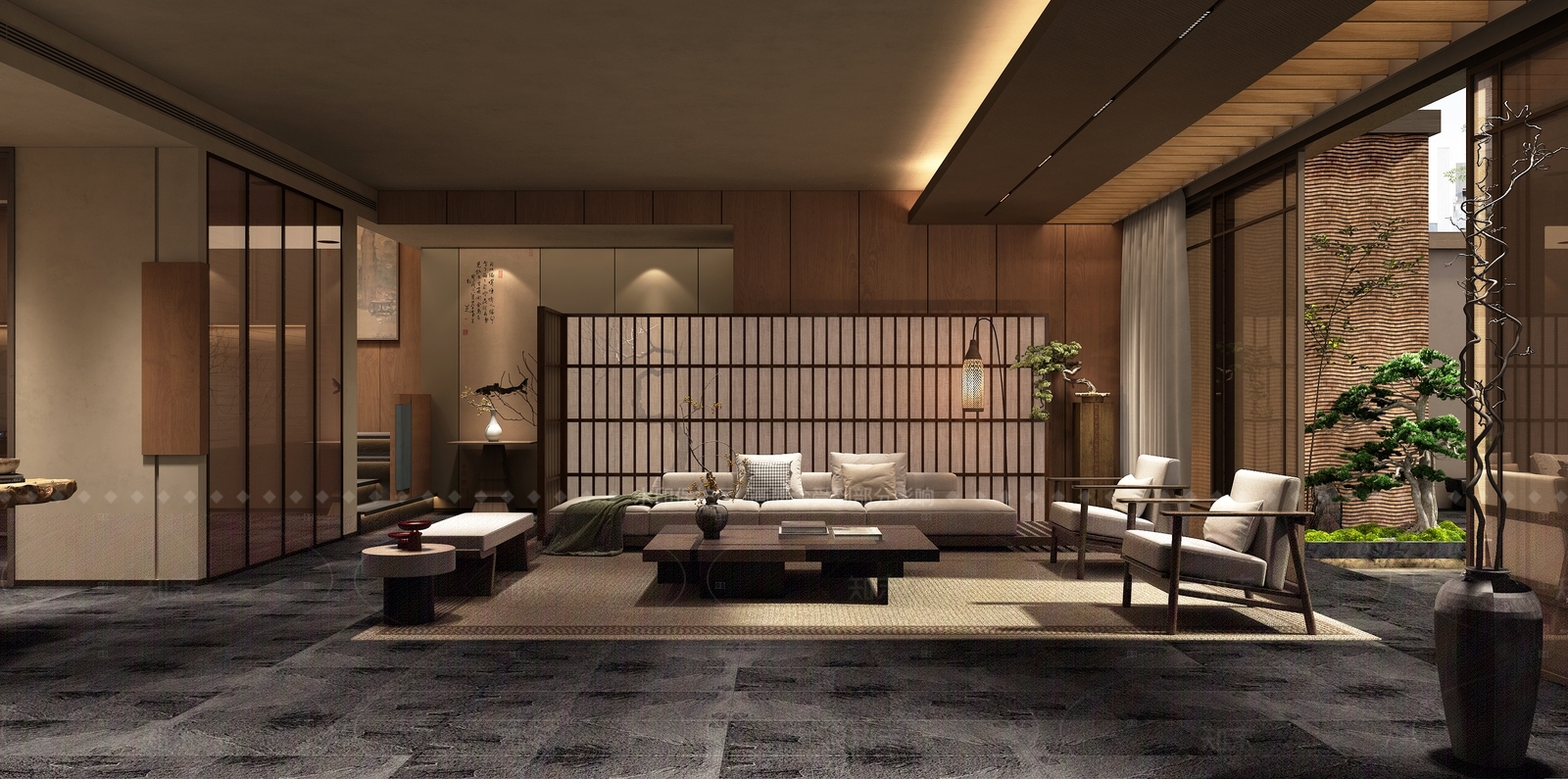 中古侘寂别墅客厅3D模型下载【ID:1205911869】