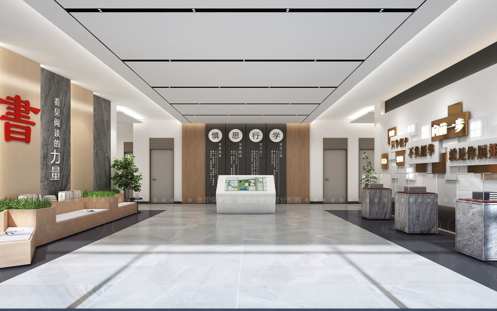 现代极简办公大厅3D模型下载【ID:1205912350】