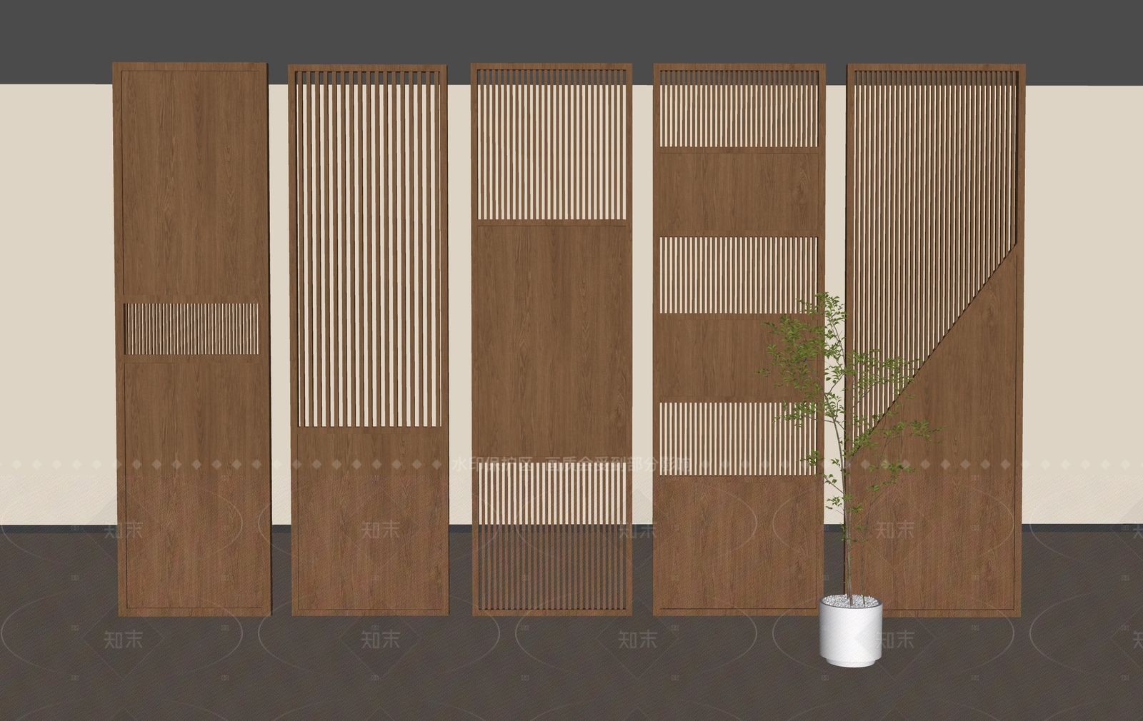 新中式复古隔断SU模型下载【ID:1205914610】