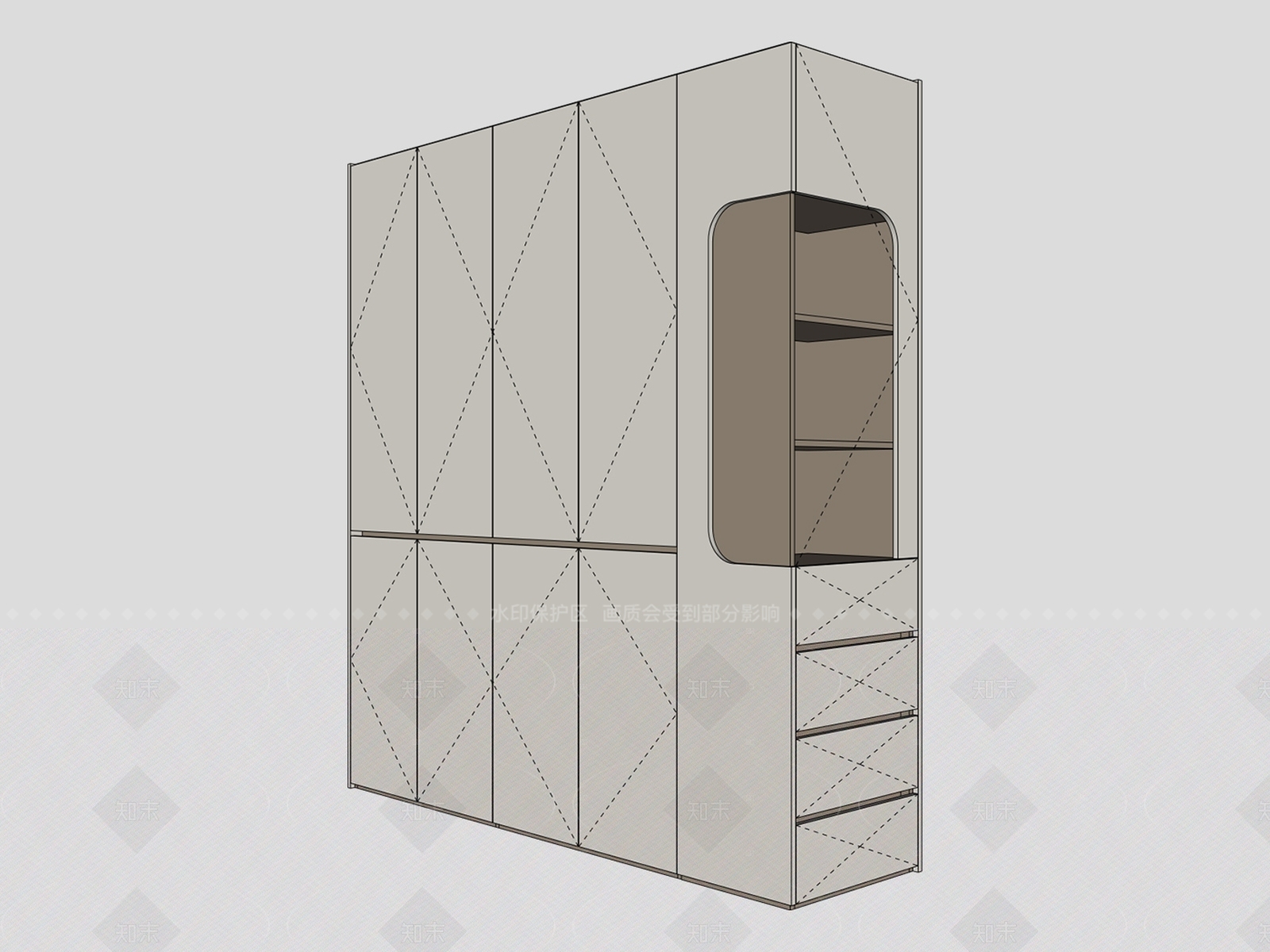 意式轻奢衣柜SU模型下载【ID:1205914869】