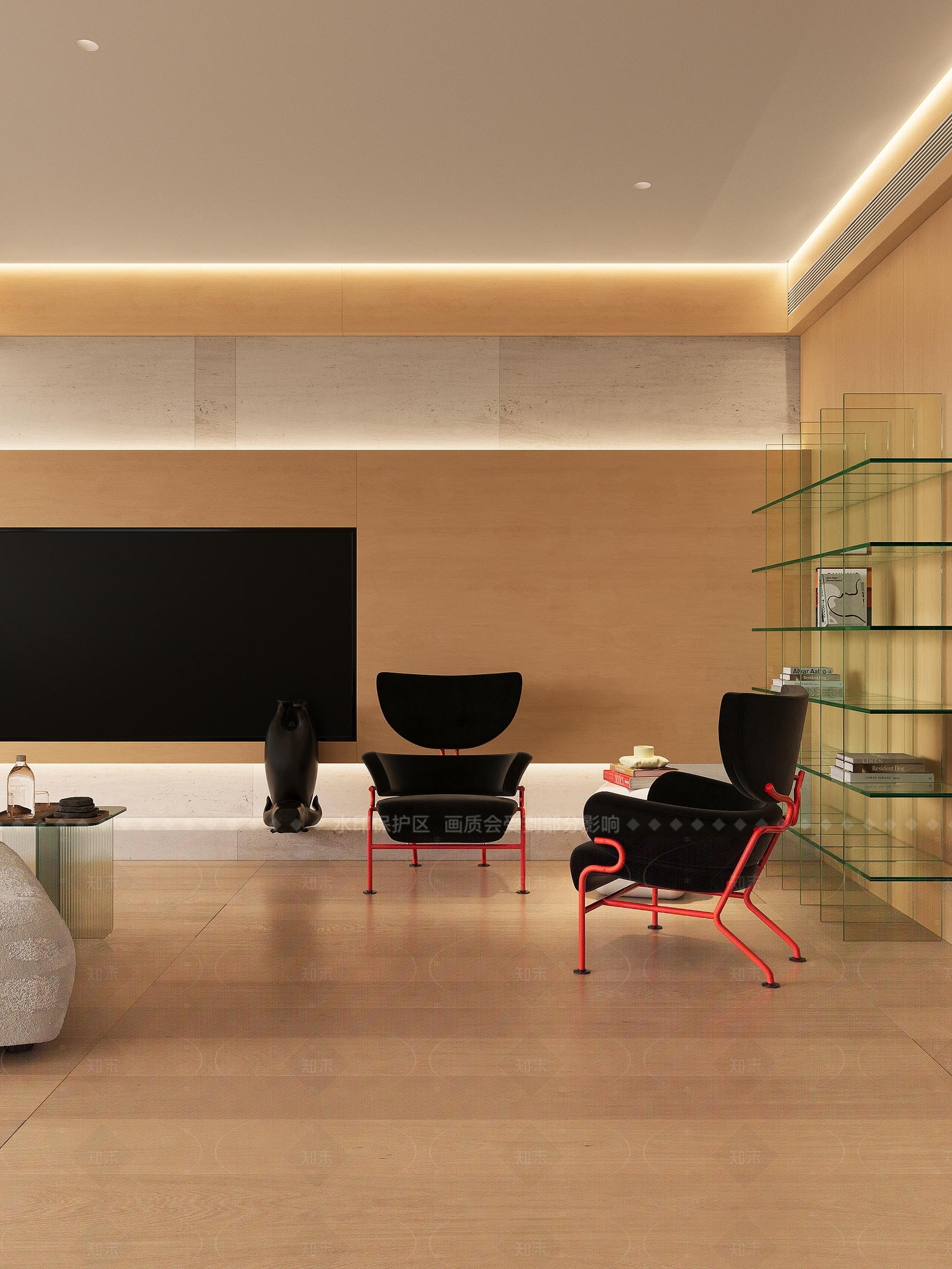 原木北欧别墅客厅3D模型下载【ID:1205915294】