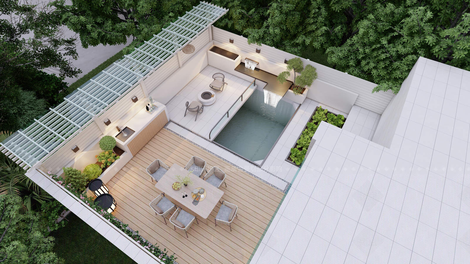 现代欧式别墅庭院SU模型下载【ID:1205916452】