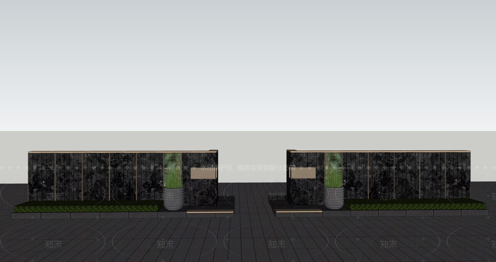 现代新中式小区景观SU模型下载【ID:1205917665】