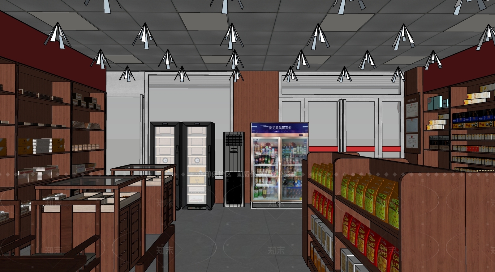 现代新中式烟酒店SU模型下载【ID:1205918234】