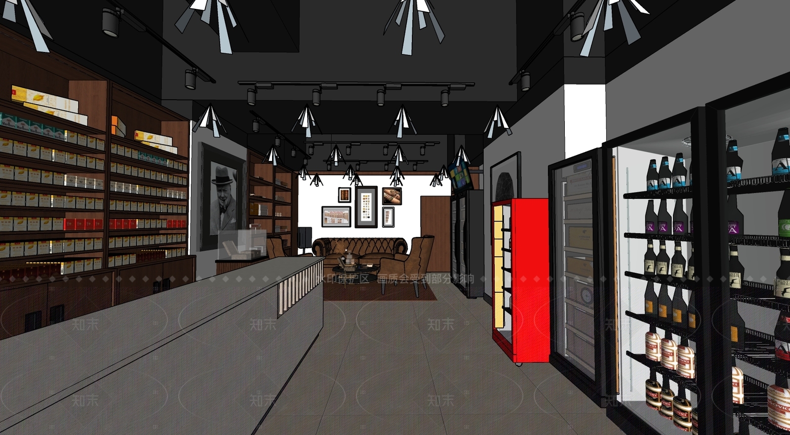 现代烟酒店SU模型下载【ID:1206068838】