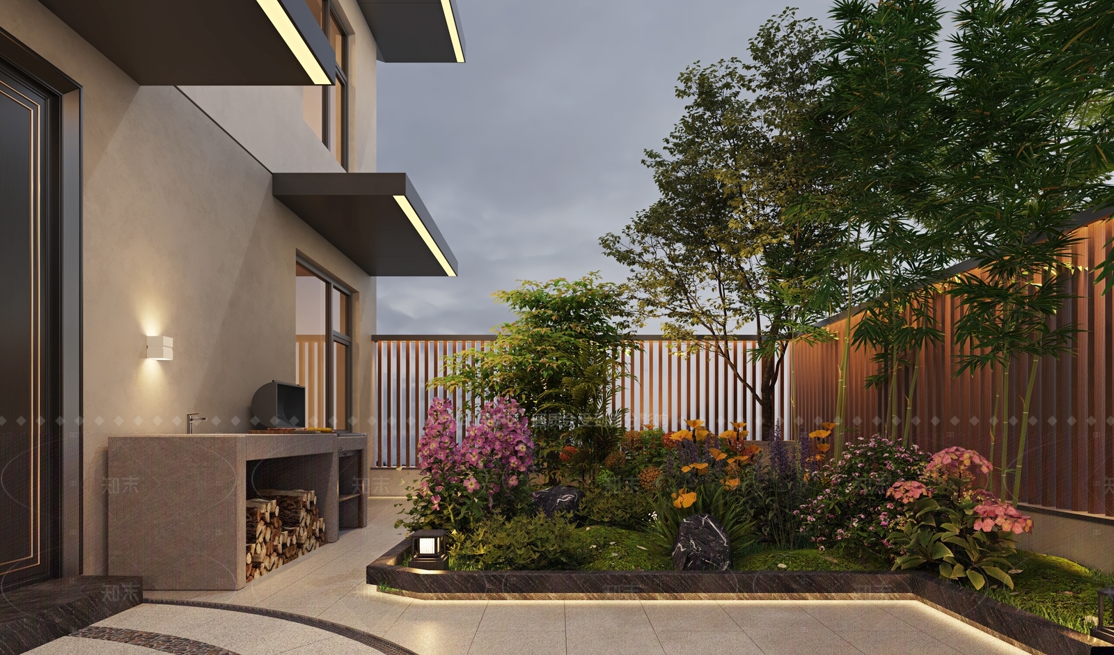现代新中式住宅景观3D模型下载【ID:1205920052】