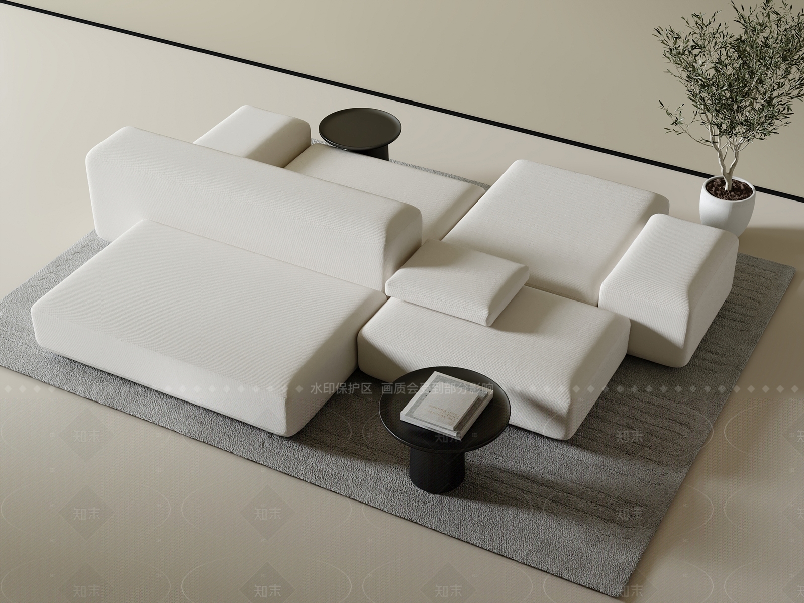 现代极简沙发组合3D模型下载【ID:1205922471】