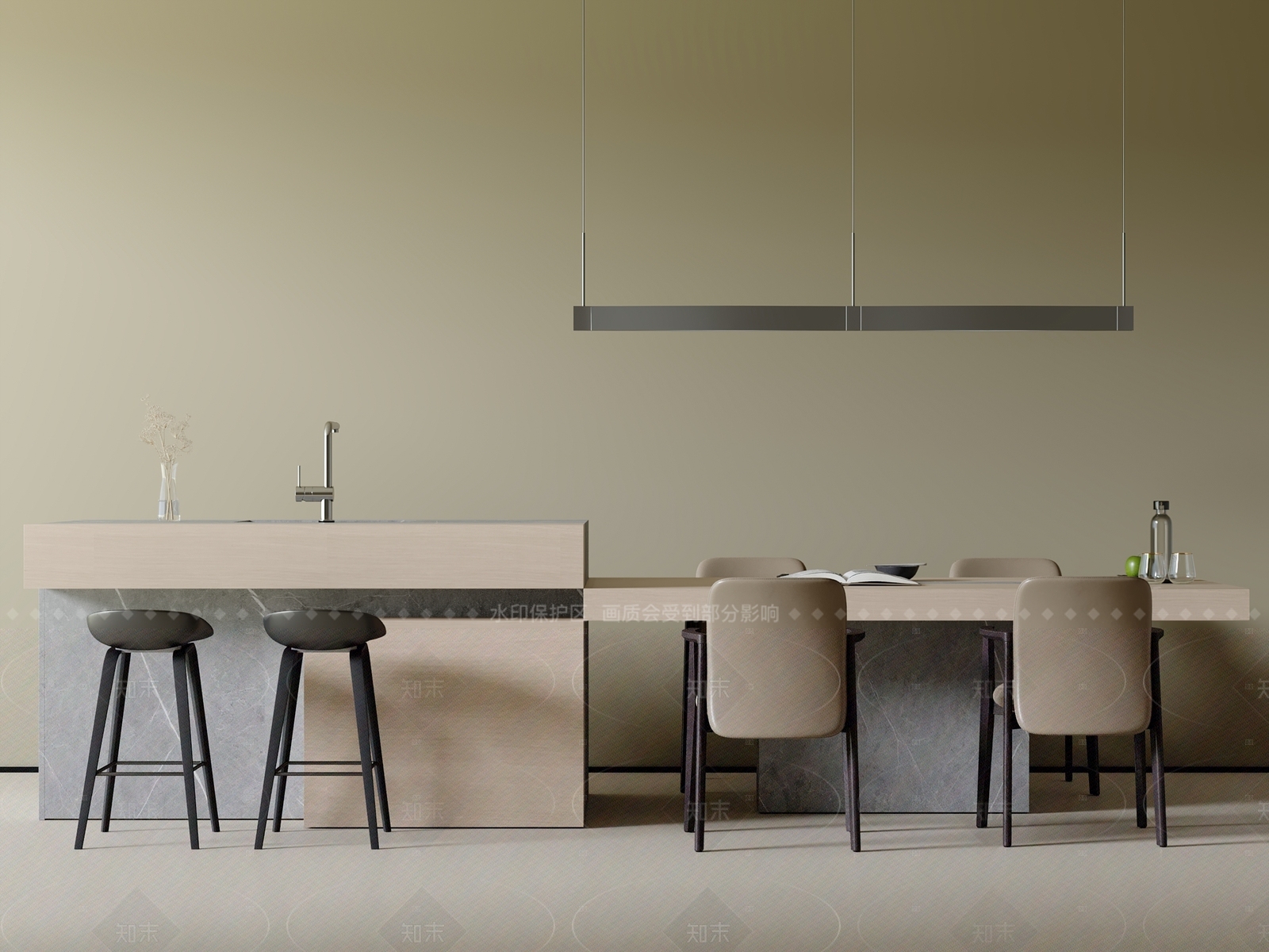 现代餐桌椅3D模型下载【ID:1205922633】