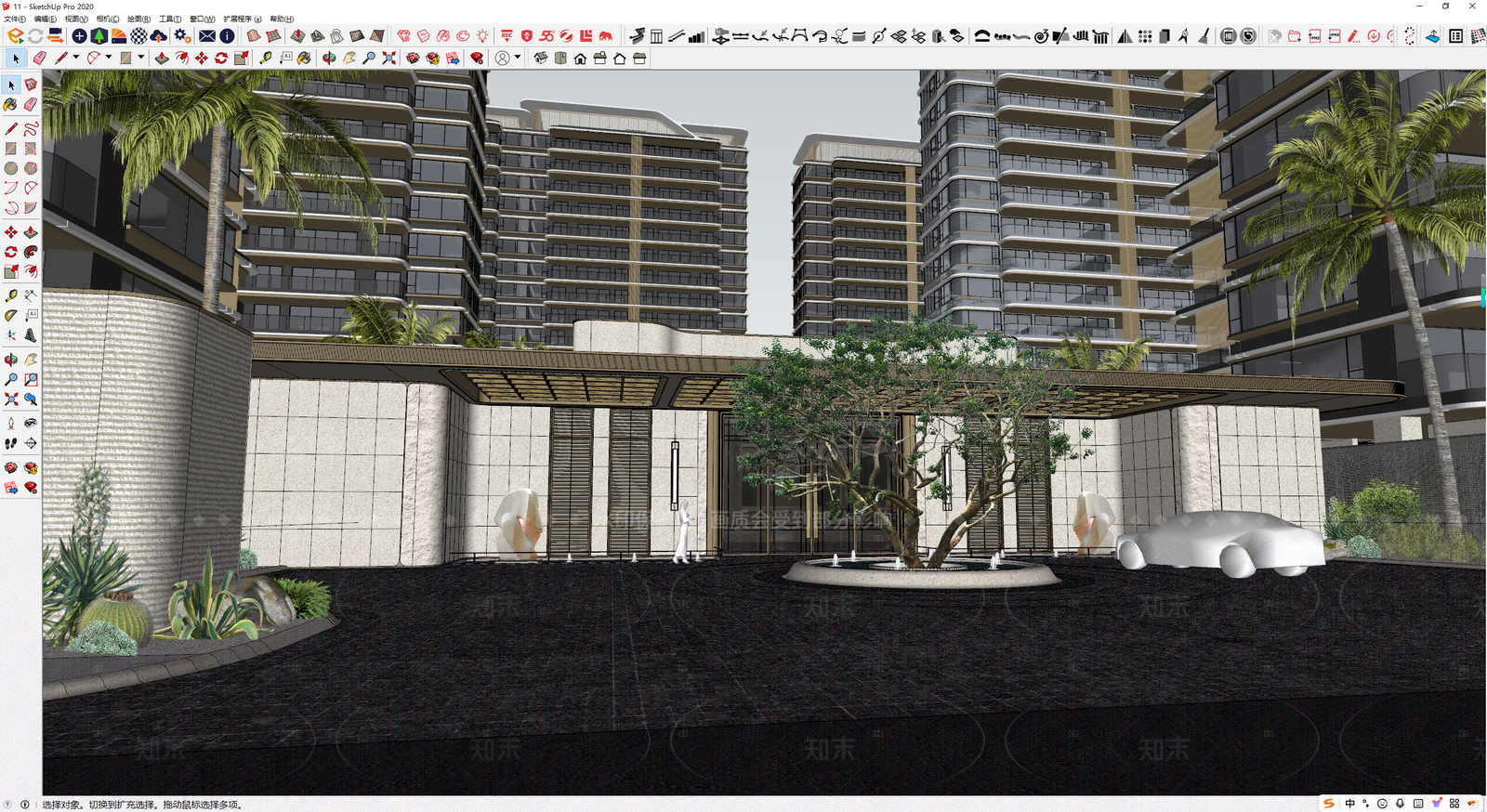 轻奢小区景观SU模型下载【ID:1205931103】