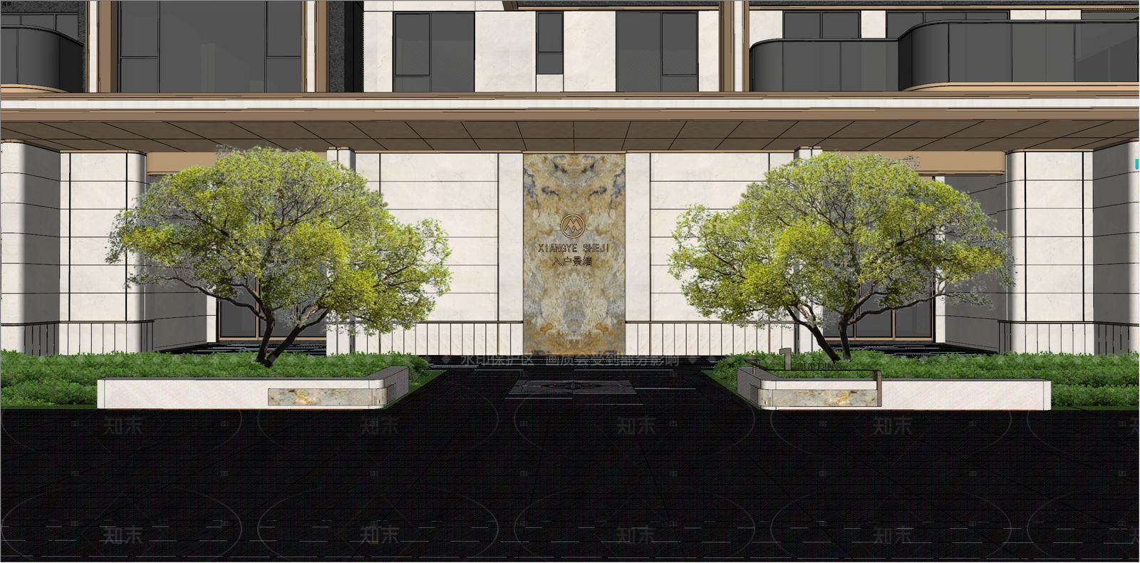 现代景墙SU模型下载【ID:1205932538】