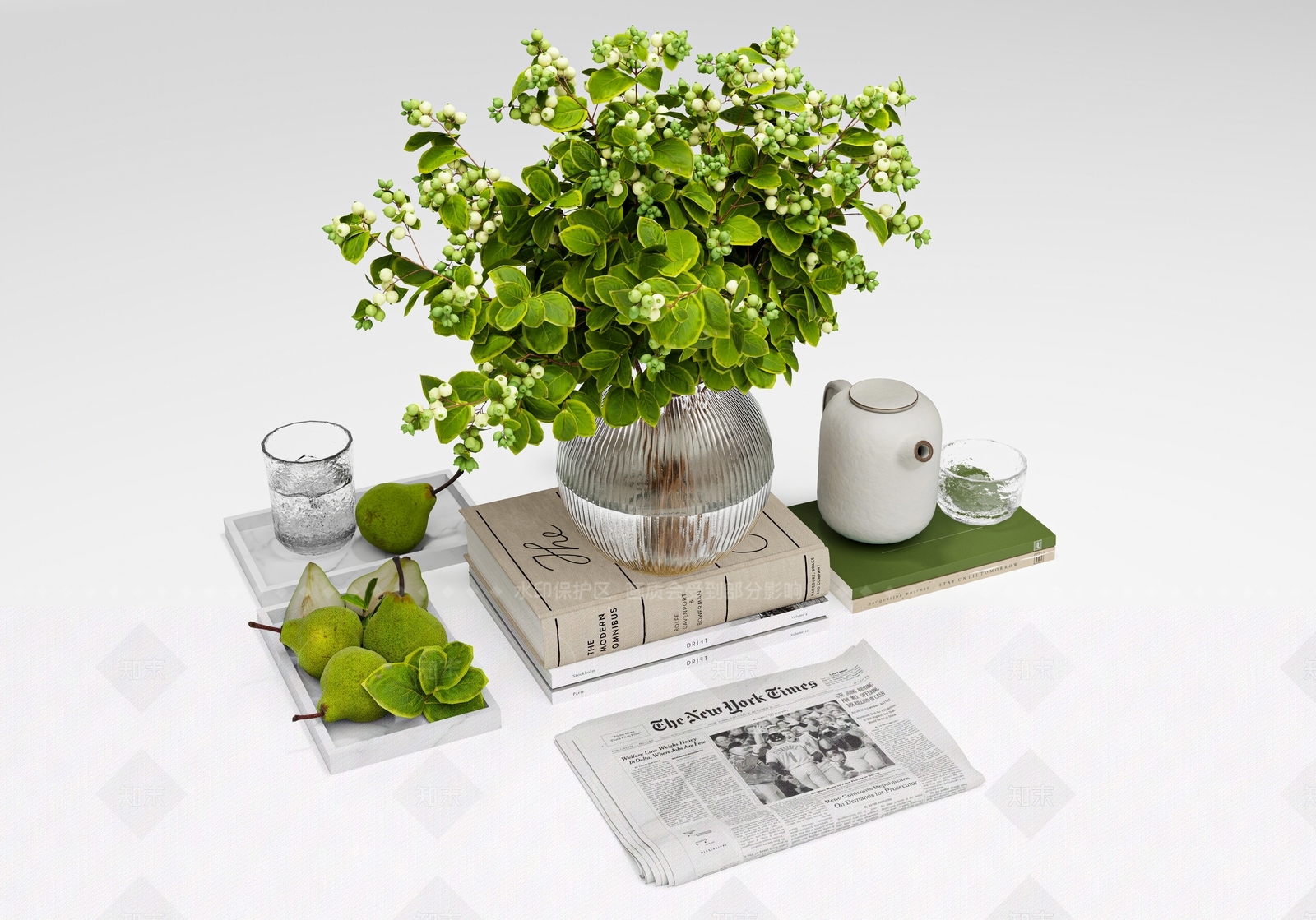 现代奶油摆件组合3D模型下载【ID:1205932921】