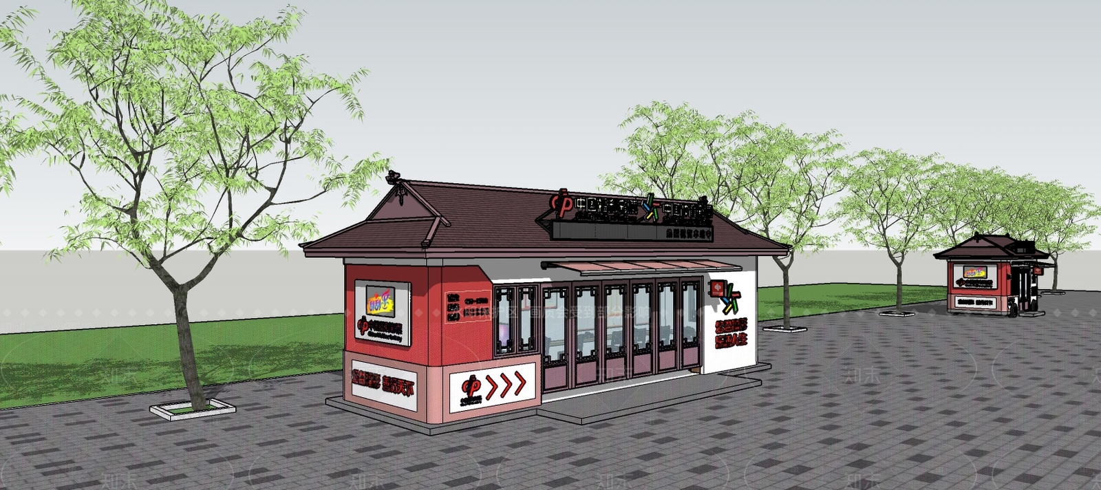 中式新中式商业街SU模型下载【ID:1205933271】