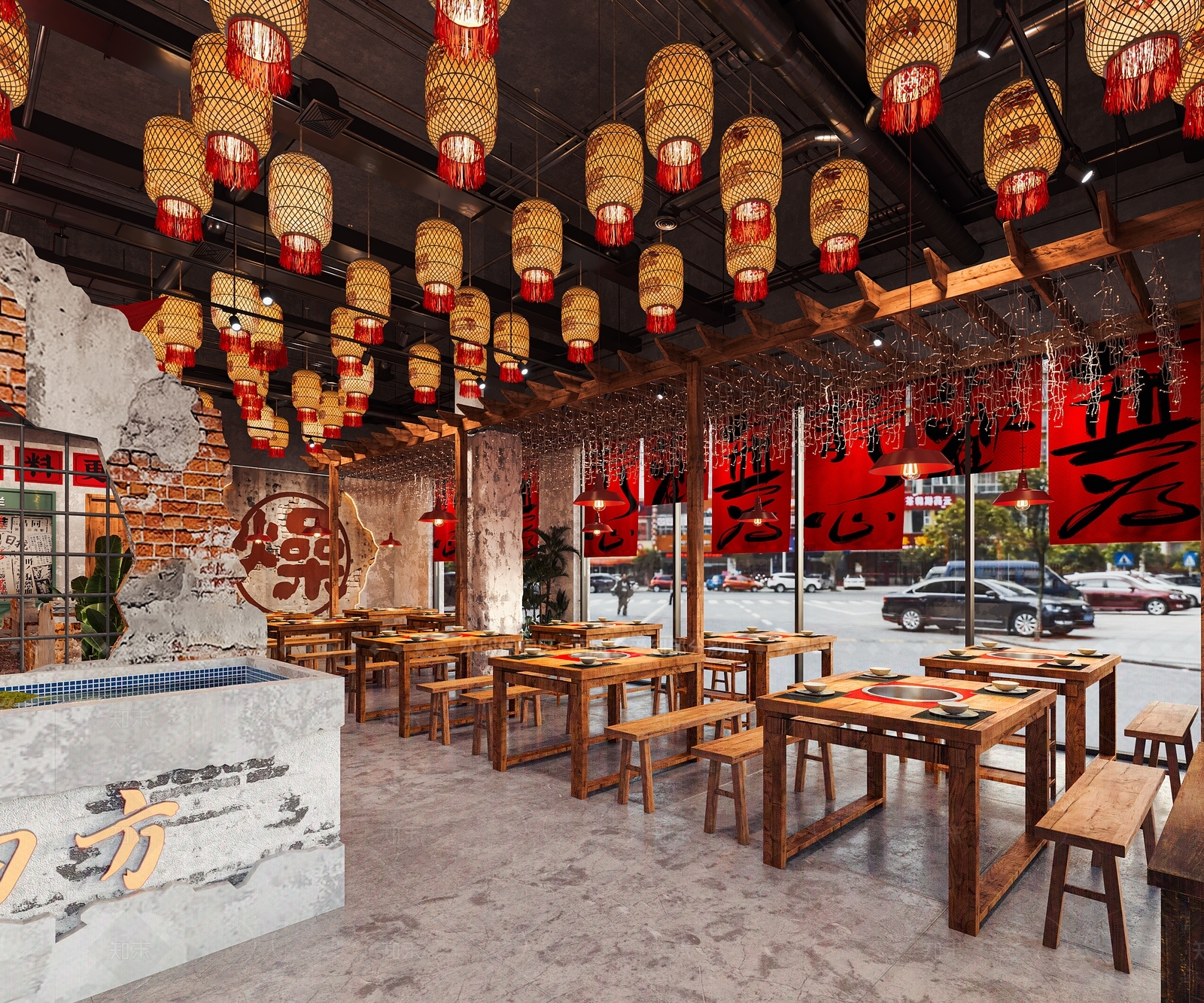 新中式中式火锅店3D模型下载【ID:1205934742】