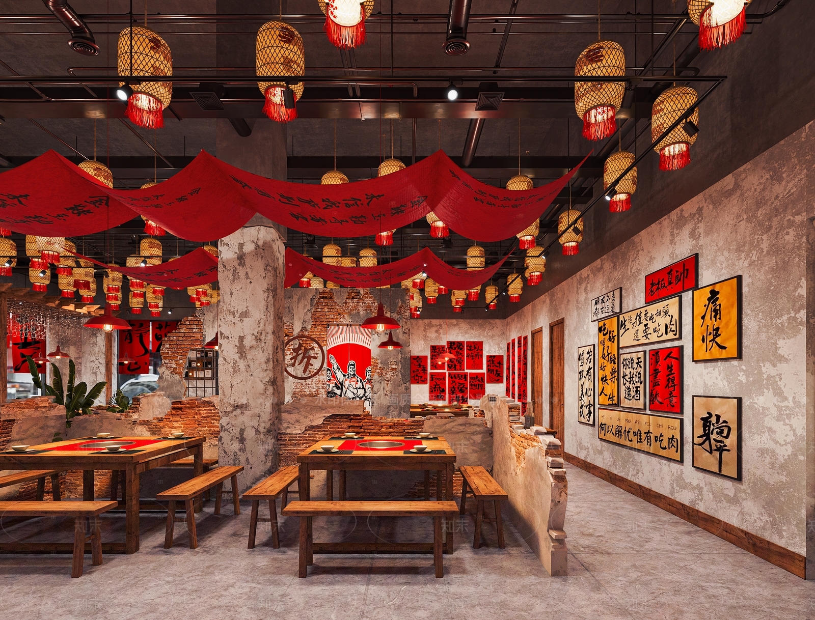 新中式中式火锅店3D模型下载【ID:1205934742】