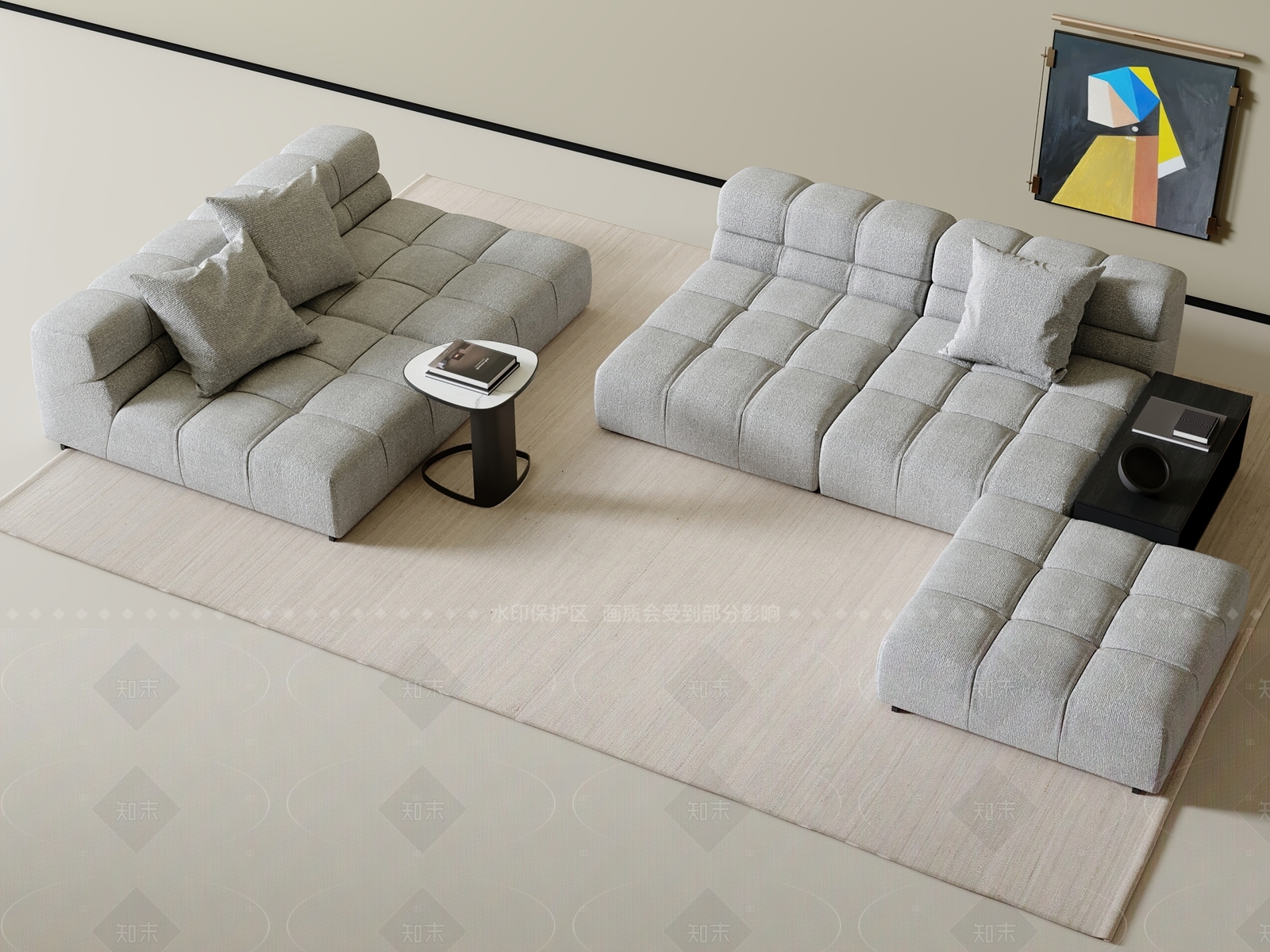 现代中古沙发组合3D模型下载【ID:1205941144】