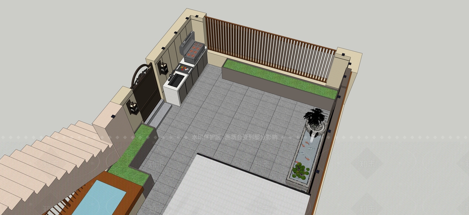 现代屋顶花园SU模型下载【ID:1205945013】