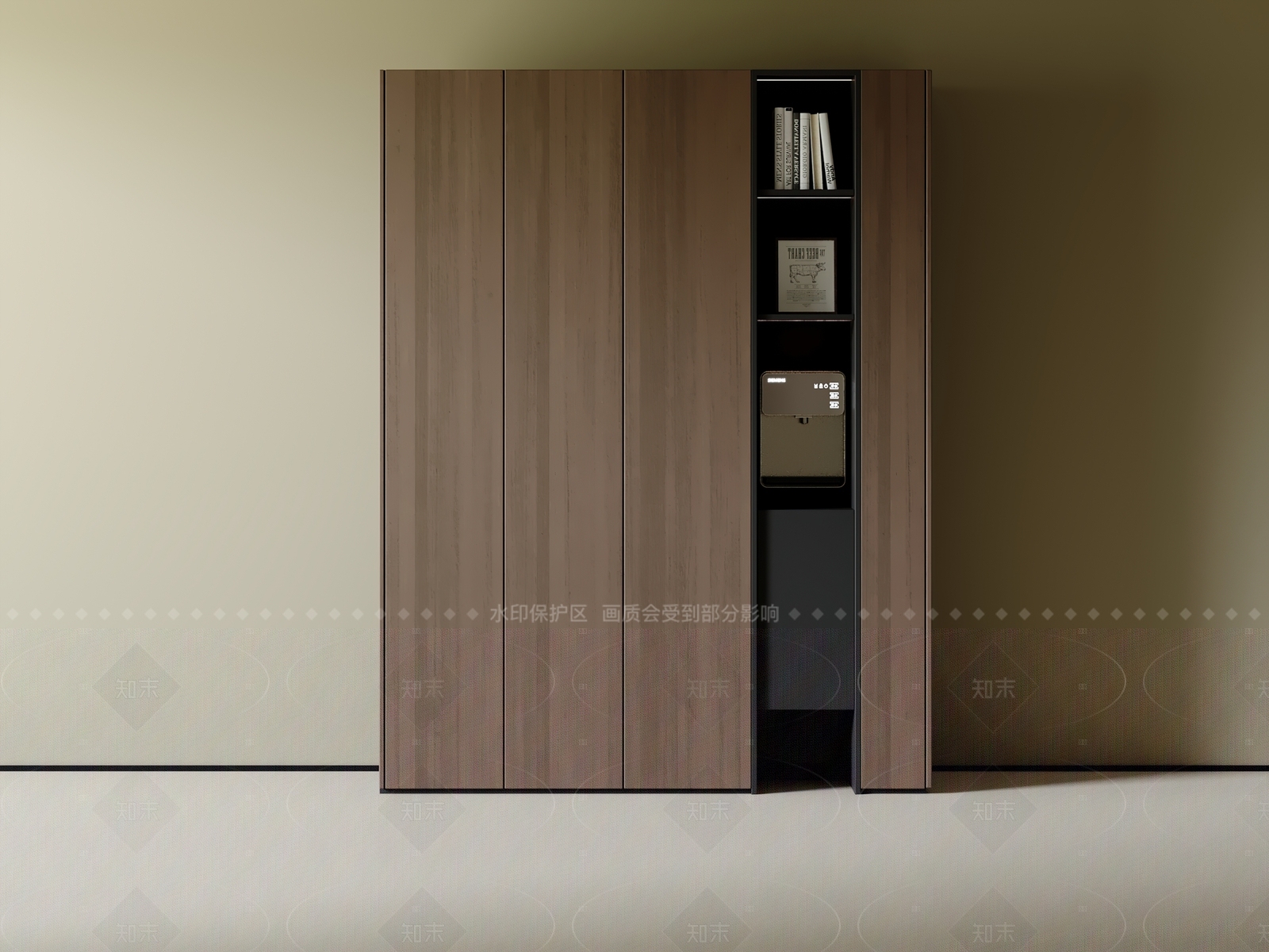 现代意式书柜3D模型下载【ID:1205945161】