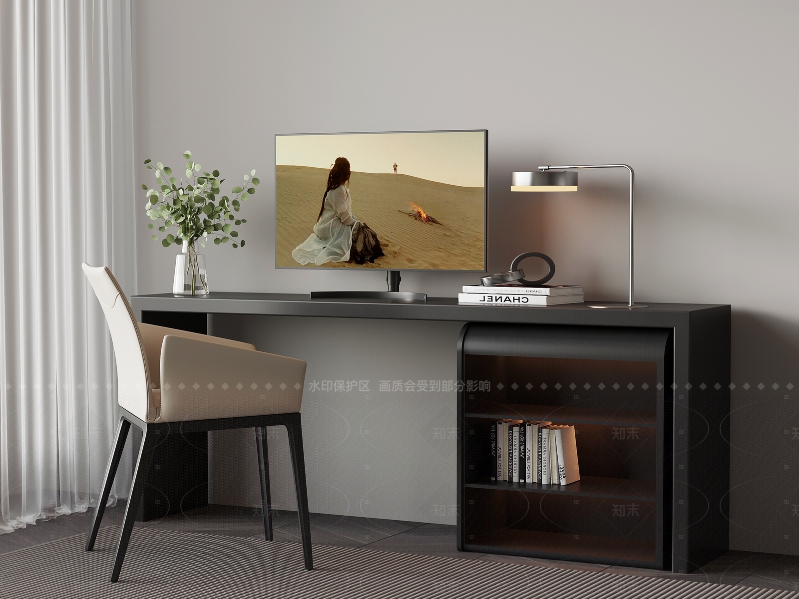 现代意式书桌3D模型下载【ID:1205945667】