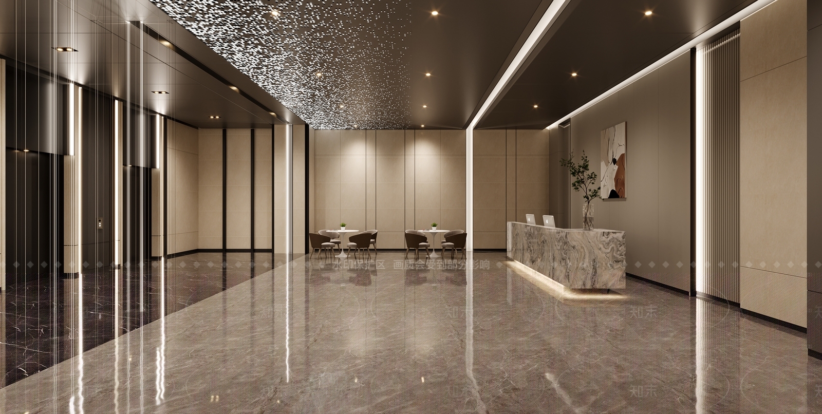 现代轻奢办公大厅3D模型下载【ID:1205950596】