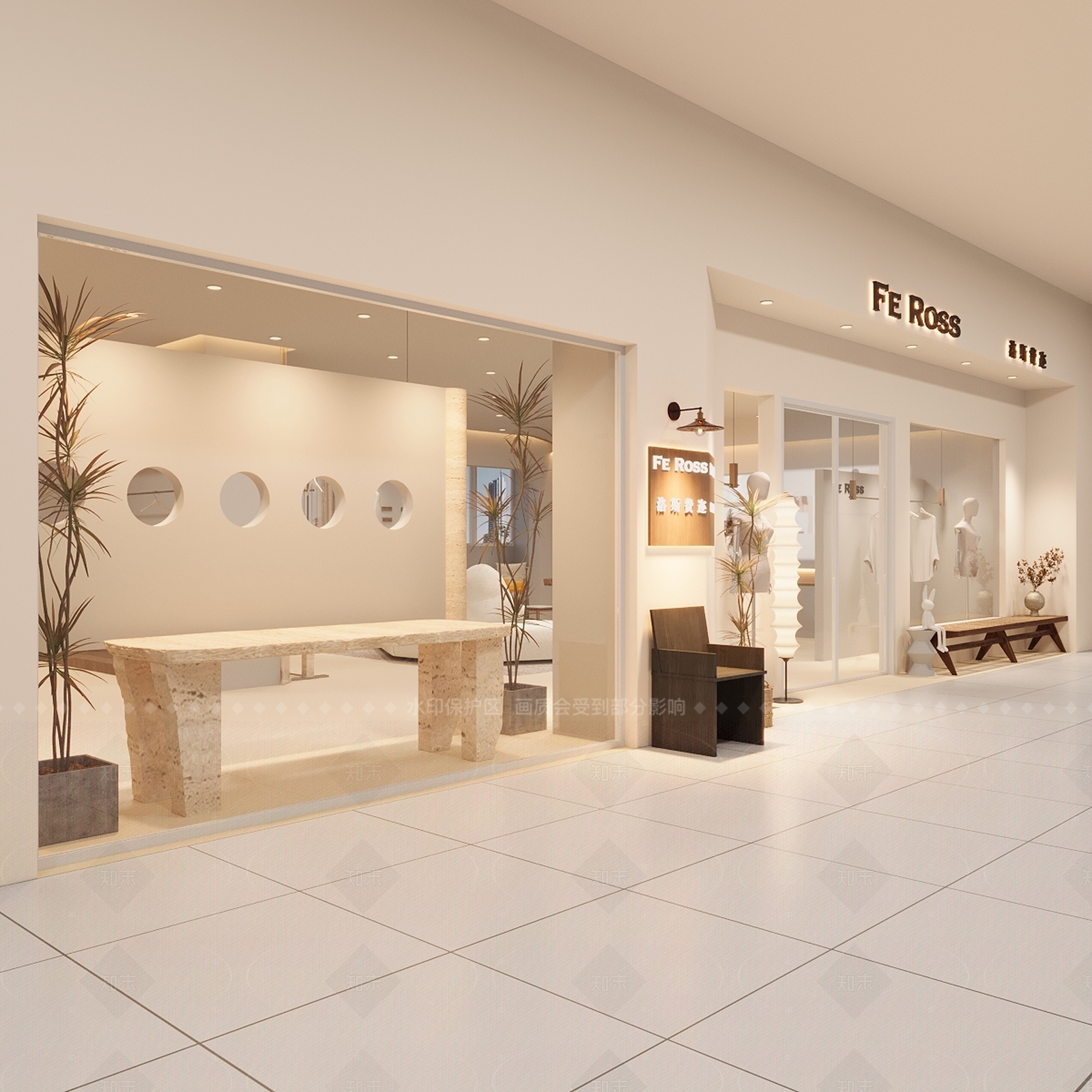 现代奶油服装店3D模型下载【ID:1205950911】