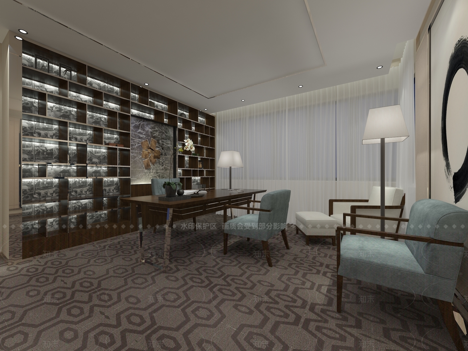 新中式书房3D模型下载【ID:1205950589】