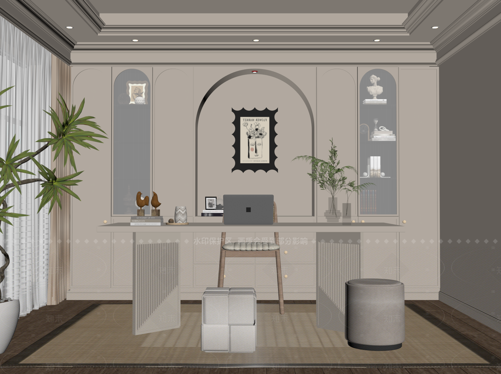 法式书房SU模型下载【ID:1205953286】