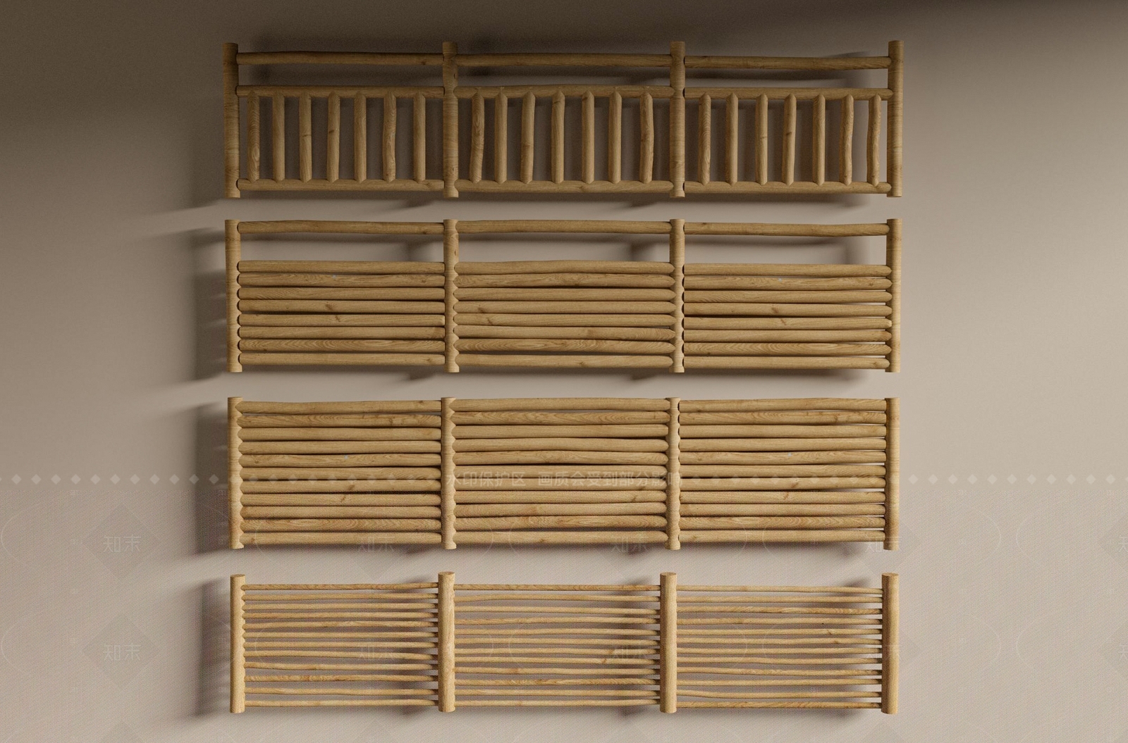 新中式复古栏杆扶手3D模型下载【ID:1205957235】