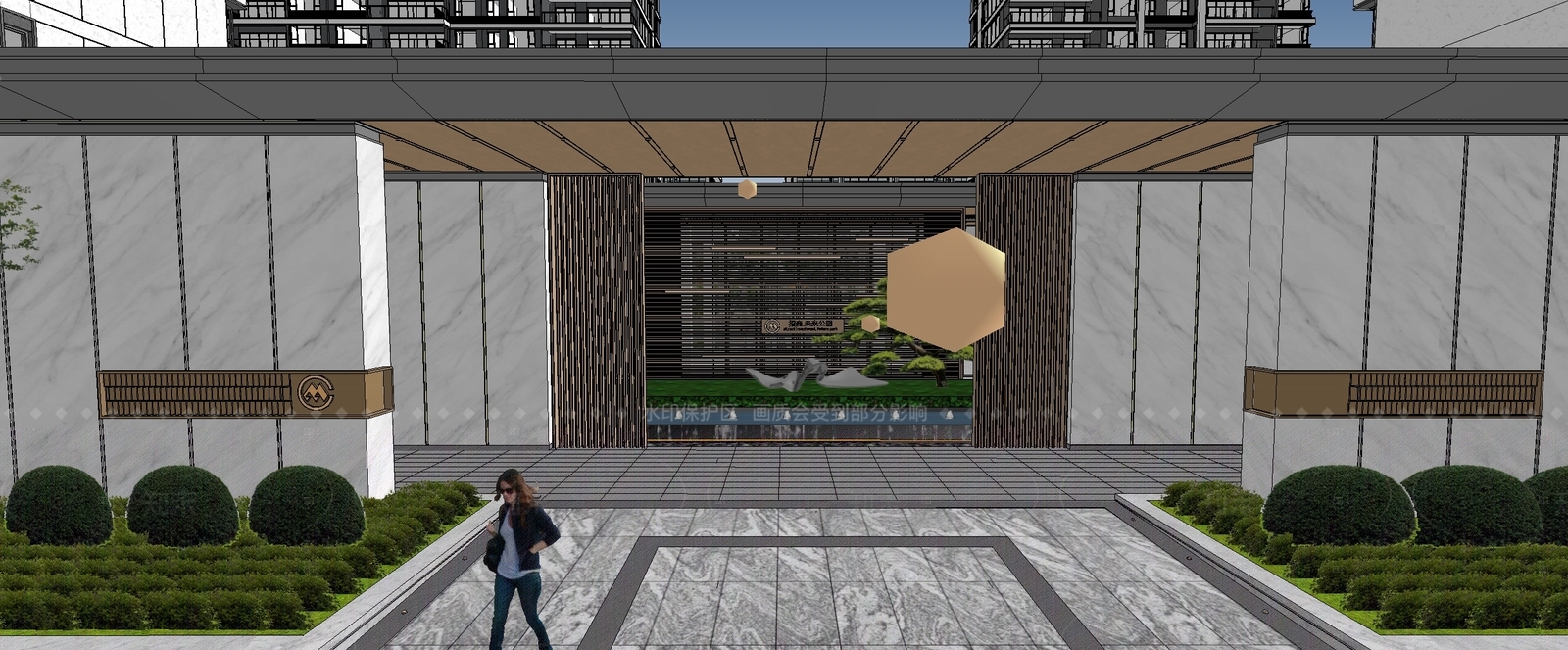 现代小区景观SU模型下载【ID:1205971405】