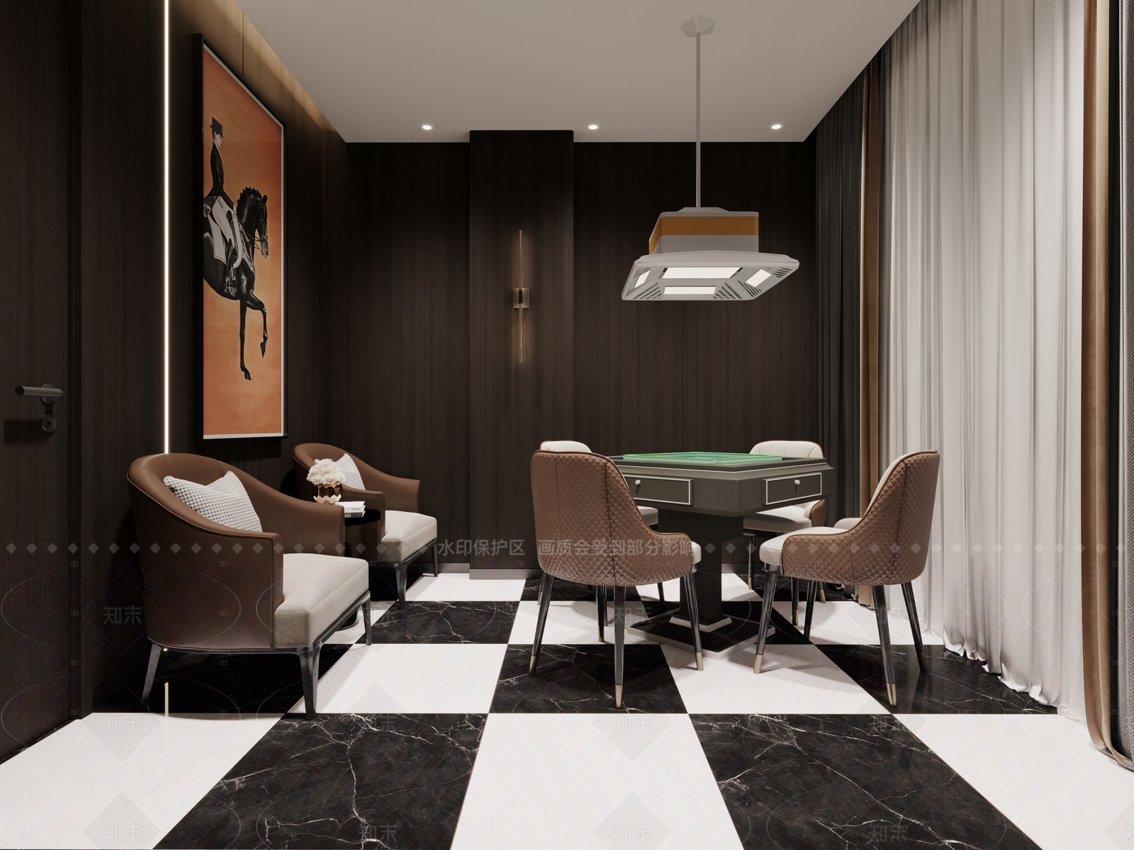 现代轻奢棋牌室3D模型下载【ID:1205971592】