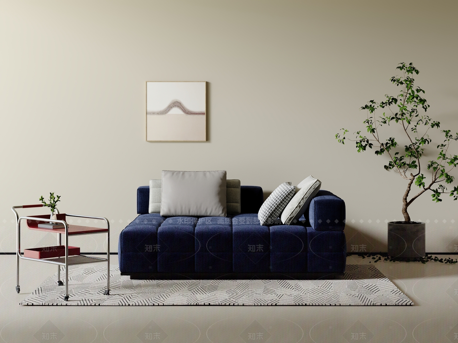 现代中古沙发组合3D模型下载【ID:1205972531】