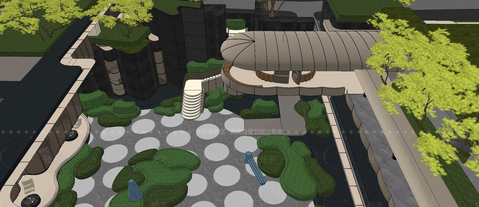 现代小区景观SU模型下载【ID:1205974519】