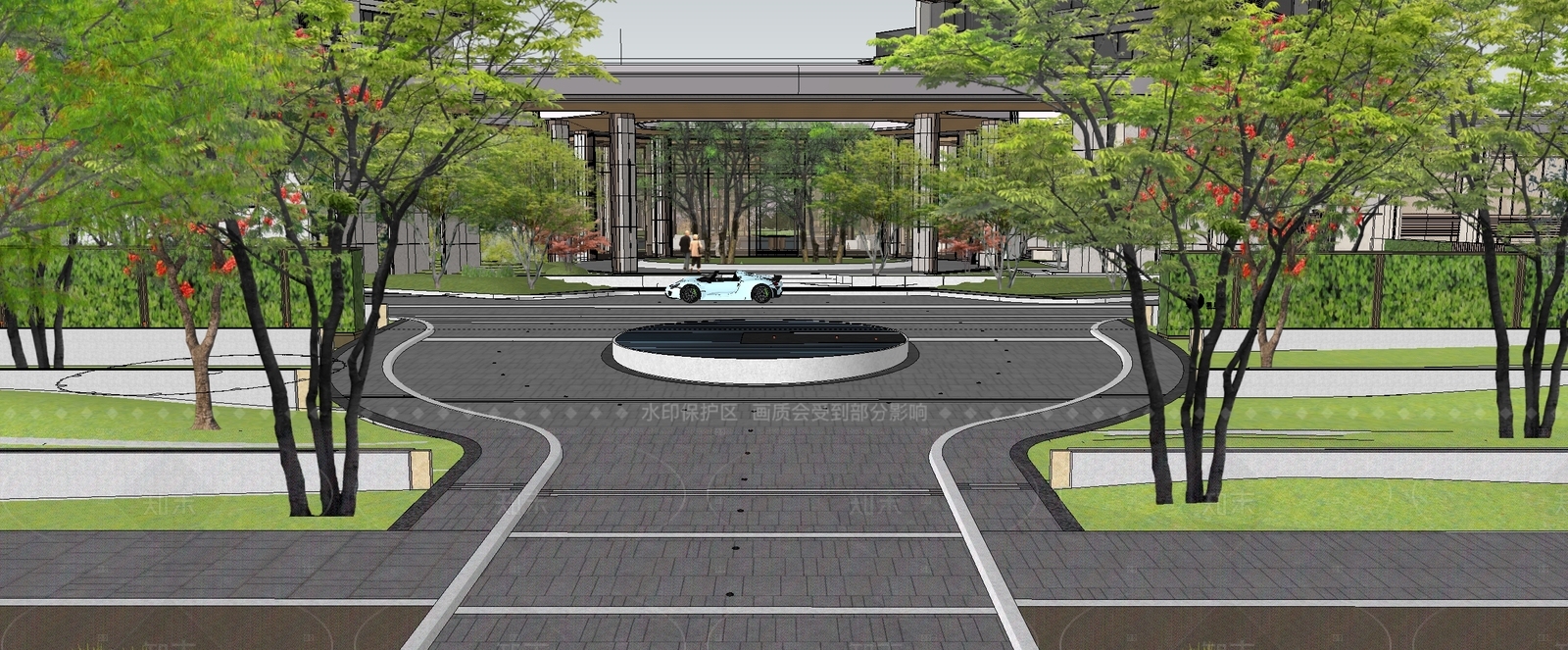现代小区景观SU模型下载【ID:1205975785】