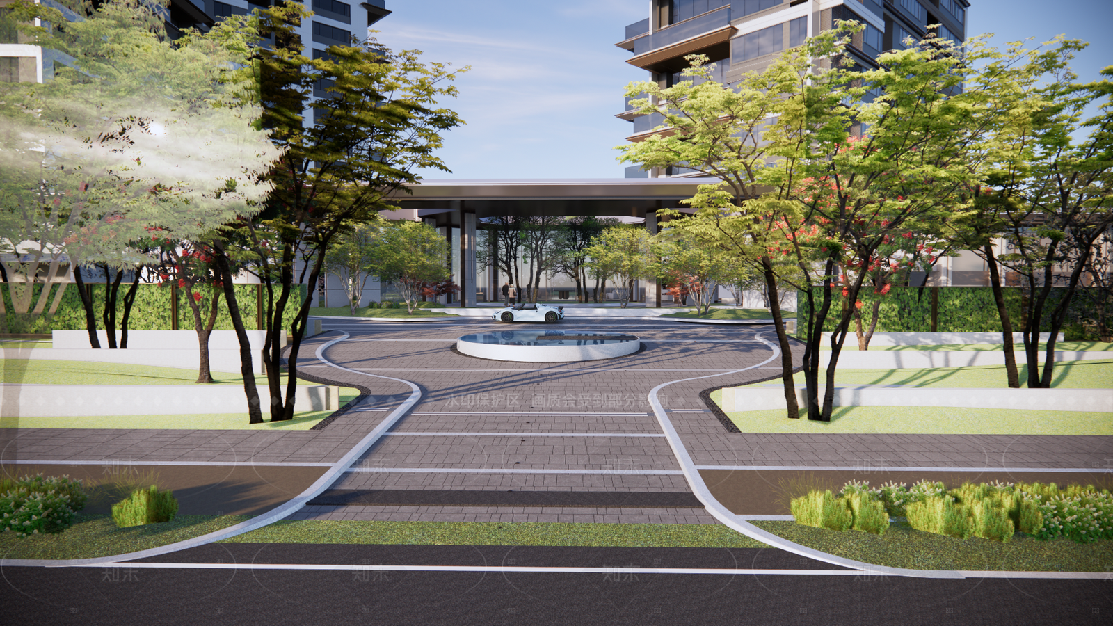 现代小区景观SU模型下载【ID:1205975785】