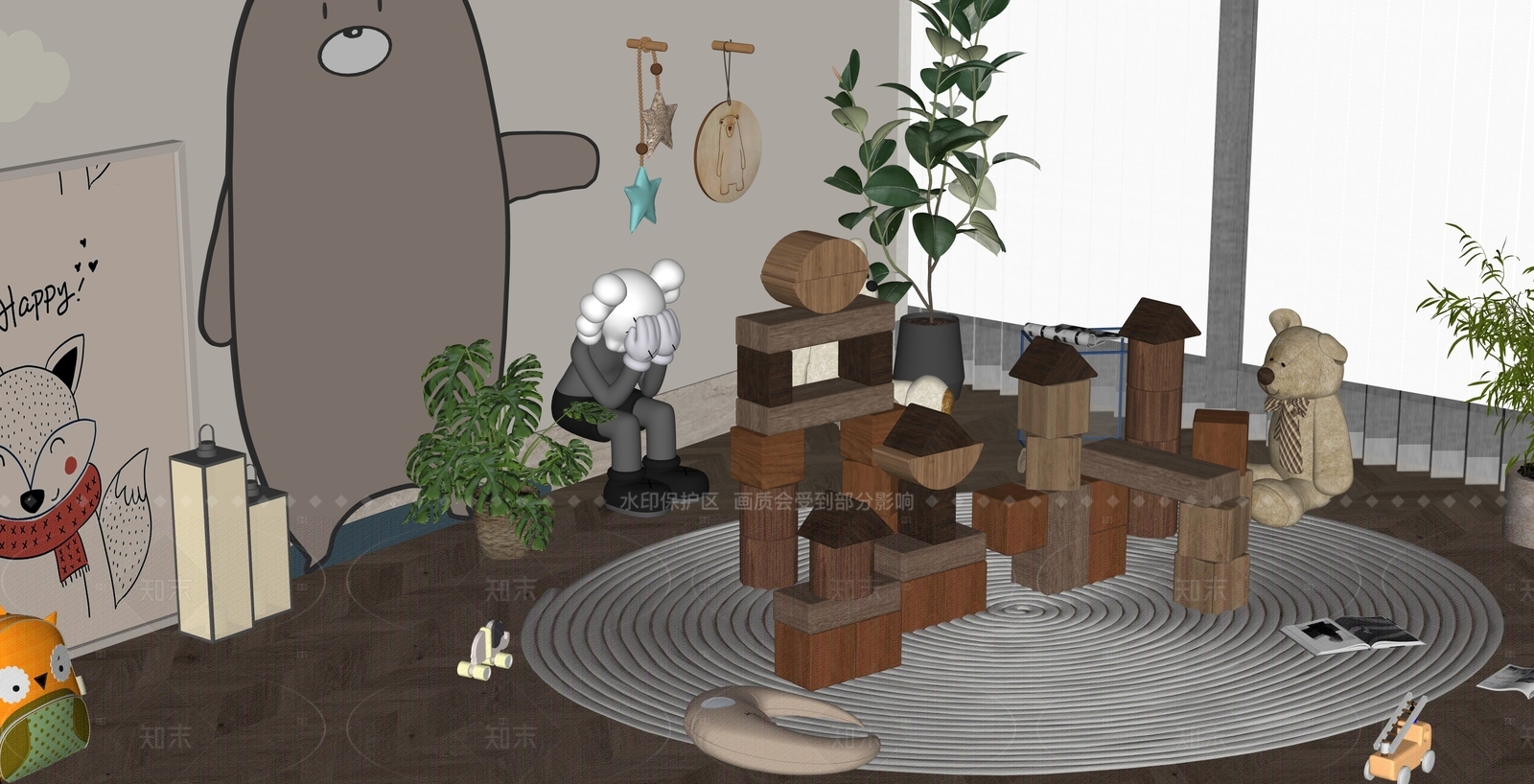 现代通用儿童房SU模型下载【ID:1205977134】