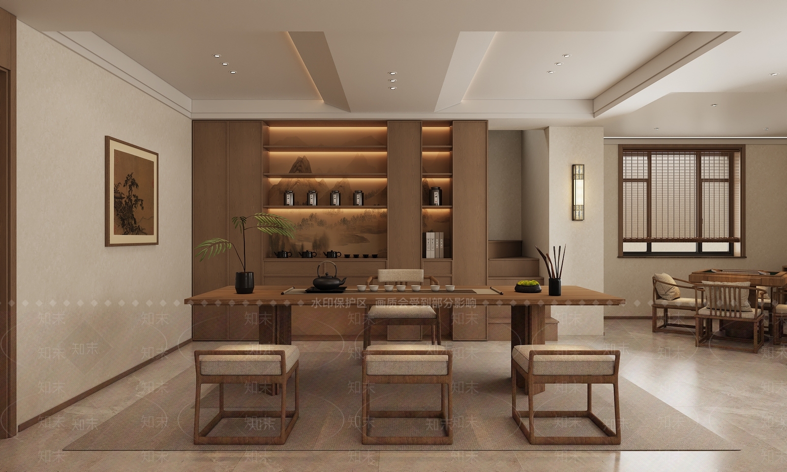 新中式禅意茶室3D模型下载【ID:1205975944】