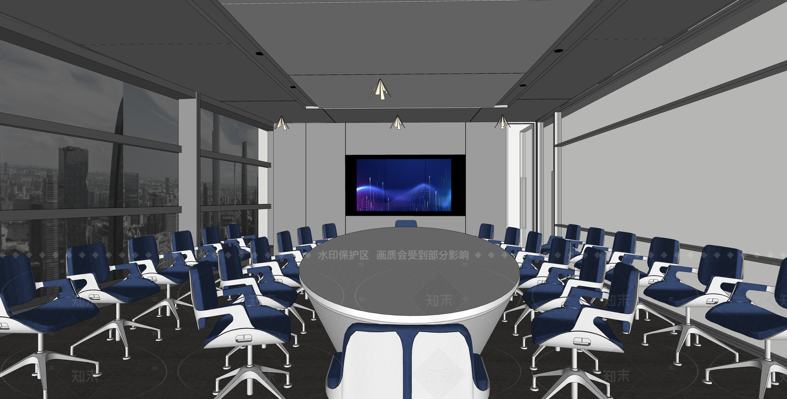 现代会议室SU模型下载【ID:1205978389】
