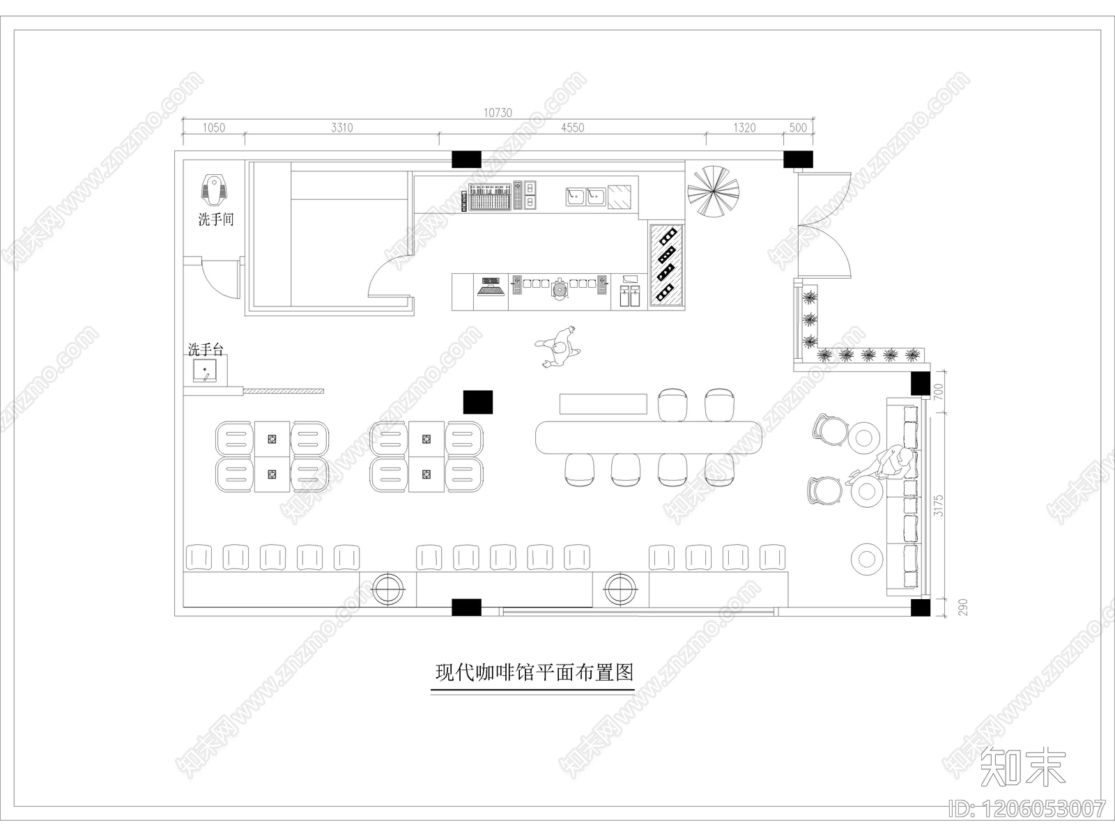 65套咖啡厅咖啡馆咖啡店CAD施工图cad施工图下载【ID:1206053007】